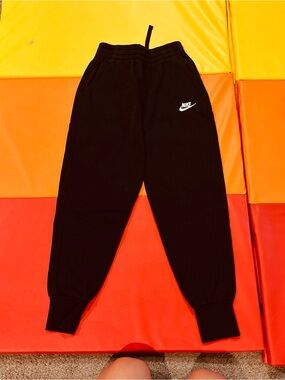 Nike Black Jogger Pants with White Swoosh Logo